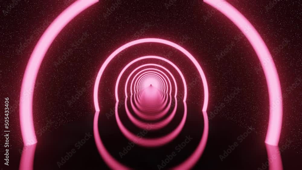 Poster abstract futuristic glowing circles neon light tunnel star space background 3d rendering