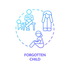 Forgotten child blue gradient concept icon. Toxic relationship. Child role in dysfunctional families abstract idea thin line illustration. Isolated outline drawing. Myriad Pro-Bold font used