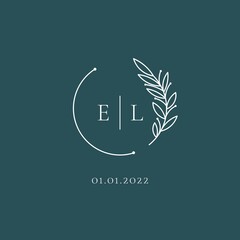 Initial letter EL wedding logo design ideas - obrazy, fototapety, plakaty