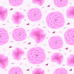 Abstract pink roses, seamless pattern