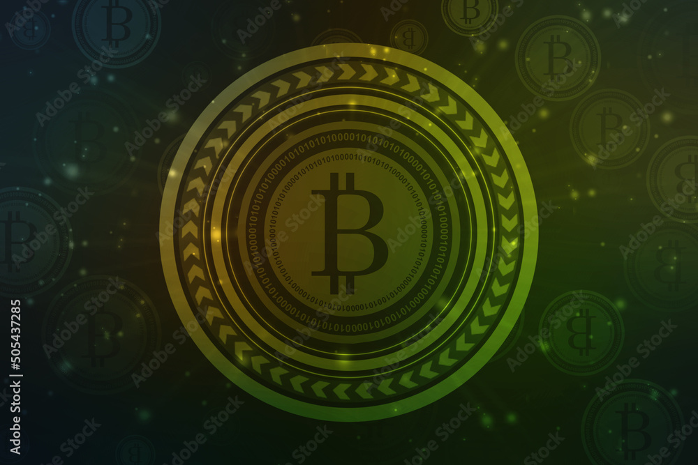Poster global abstract bitcoin crypto currency blockchain technology world map background illustration