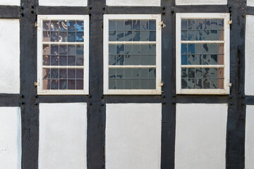 Half timbered House fassade texture with window 