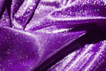 Shiny pleated fabric purple color