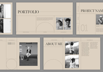 Minimal Portfolio Layout with Beige Accent - obrazy, fototapety, plakaty