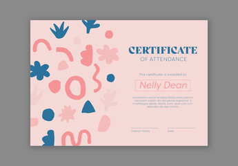 Pink Certificate of Attendance Design Layout