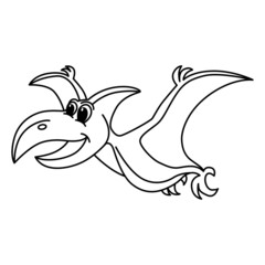 Cute pterosaurs cartoon coloring page illustration vector. For kids coloring book.
