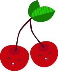 Vector illustration of smiling cherries in cartoon style