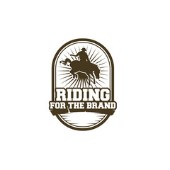 Riding horse cowboy logo vintage