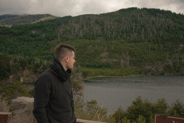 Fototapeta premium man on the lake