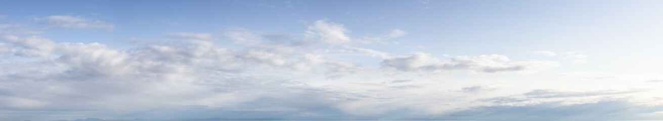 Panoramic View of Cloudscape during a colorful sunset or sunrise. Taken on the West Coast of...