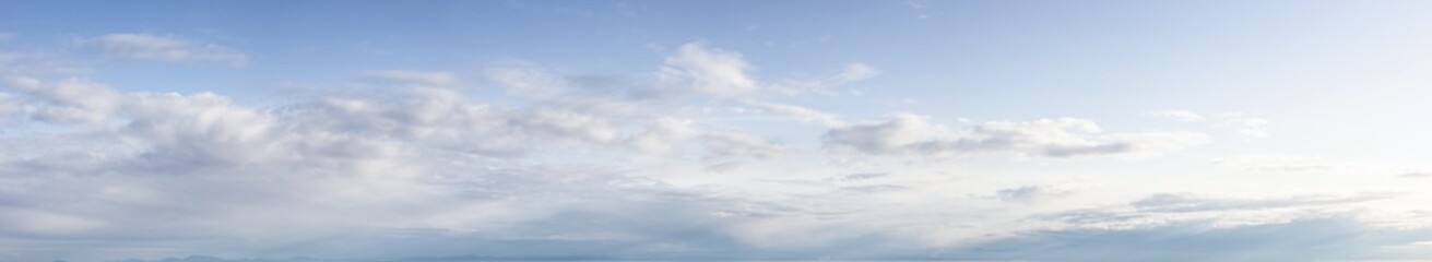 Panoramic View of Cloudscape during a colorful sunset or sunrise. Taken on the West Coast of British Columbia, Canada. Nature Background Panorama