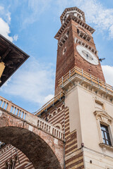 Fototapeta na wymiar View of Lamberti Tower in Verona, Veneto, Italy, Europe, World Heritage Site