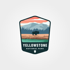 yellowstone national park logo design, united states national park sticker patch illustration design