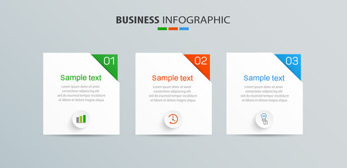 Business infographic design template with 3 options, steps or processes. Can be used for workflow layout, diagram, annual report, web design 