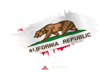 Painted brushstroke flag of California with waving effect.
