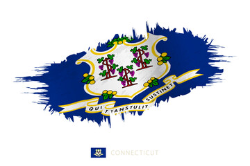 Painted brushstroke flag of Connecticut with waving effect.