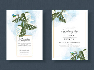 wedding invitations card floral tropical watercolor