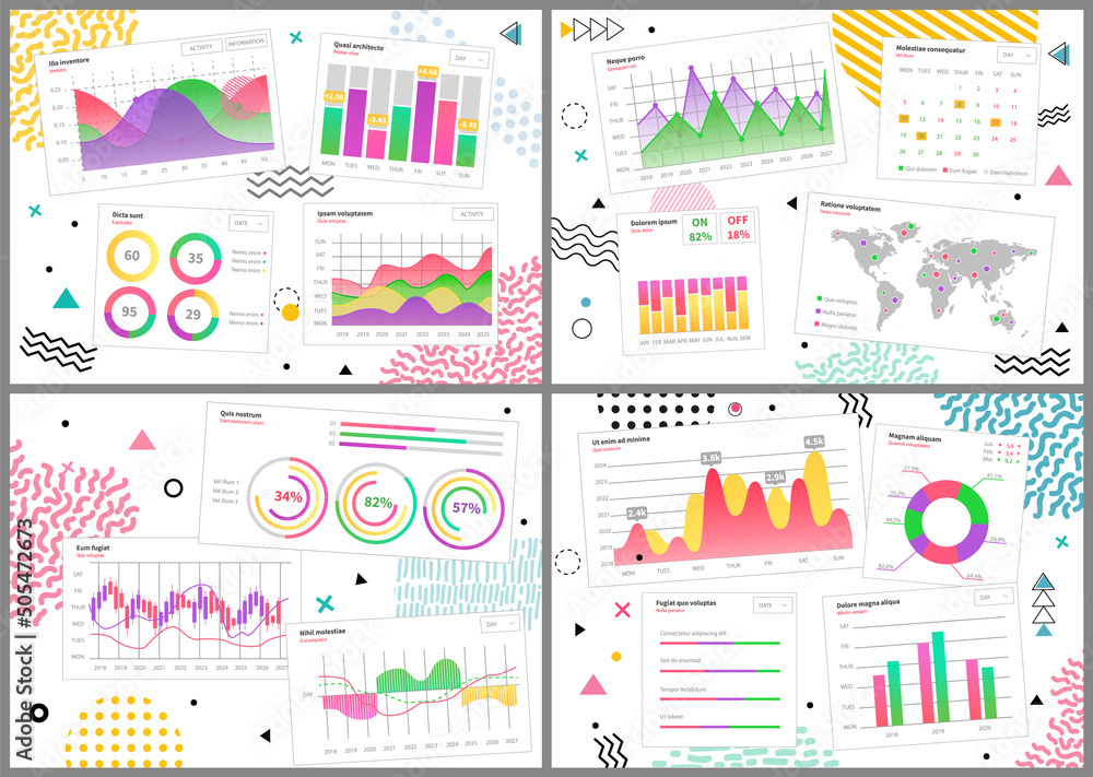 Poster infographic chart vector template. annual statistics curve graph design. market data diagrams. graph