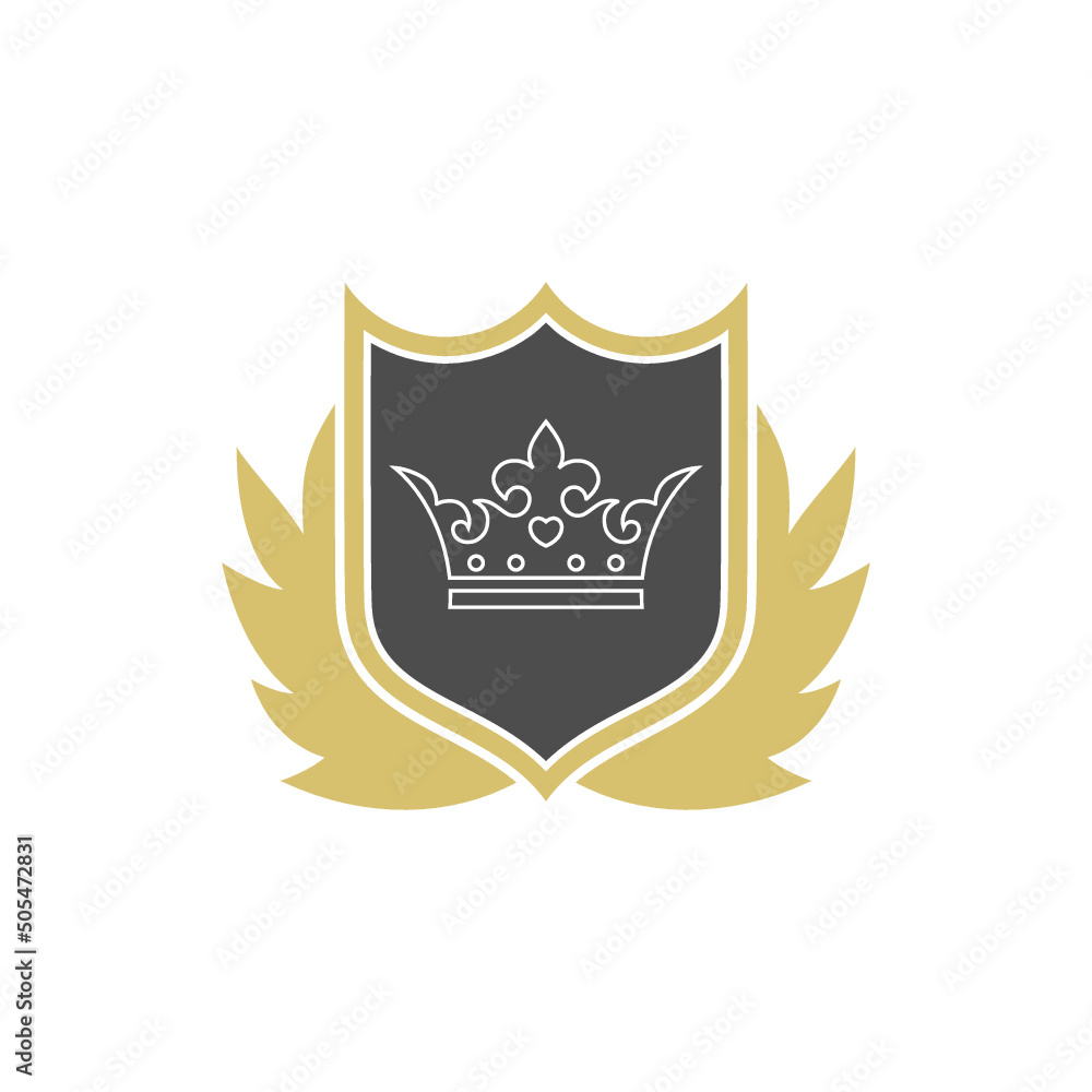 Poster Shield wing crown emblem badge icon isolated on white background