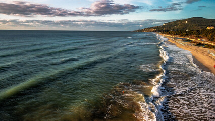 Beautiful shot of waves splashing on the shore