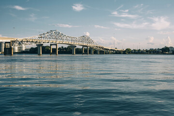 Beautiful shot of a Steamboat Bill Bridge across the Tennessee River in Decatur, Alabama