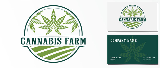 Cannabis farm vintage logo and business card design