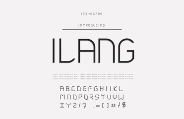 Modern Minimalist Geometry Typography. Ilang Font Vector Illustration