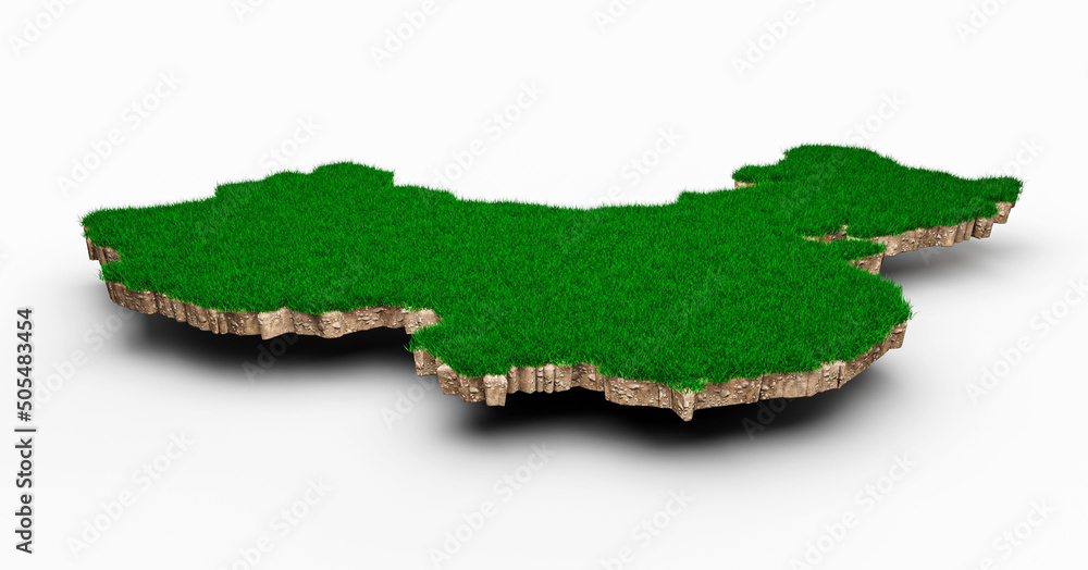 Poster 3d rendering of china map with grass texture isolated on a white background