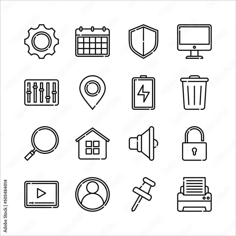 Poster vector illustration of essential basic general user interface icons
