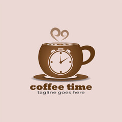 coffee and time logo or icon design elements