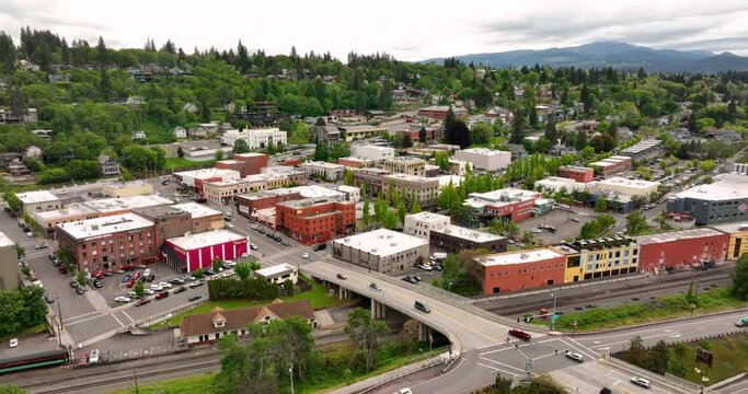 Hood River Aerial Downtown City Center Urban Skyline Oregon Gorge Town
