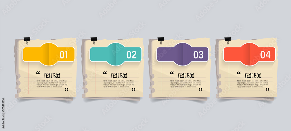 Poster text box design with notepapers infographic