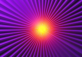 Background with an emphasis on the center. Violet rays. Red rays leave the center. Geometric abstraction..Rays of light. Fan from diverging rays. 3D image