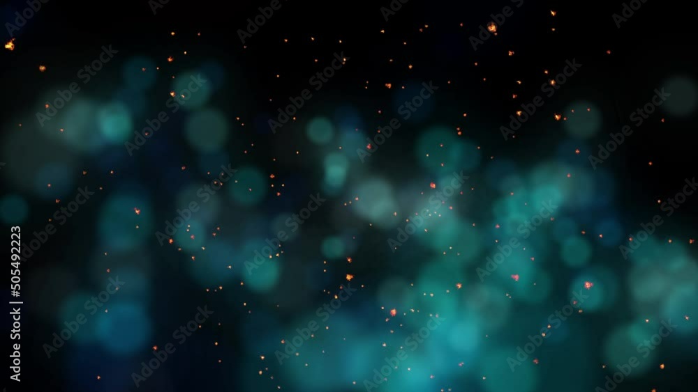 Poster 4k. 3d. isolated black background. abstract background of randomly flying firework sparks and a rota