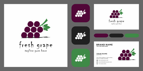 simple colorful grape blueberry vector design with business card template