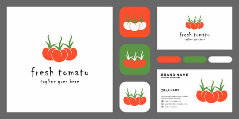 minimalist tomato logo design. modern design. vector icon illustration with business card template