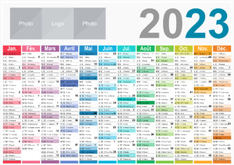 Calendrier 2023 Format A3 - pour entreprise avec logo sur 12 mois - multicaque - modifiable