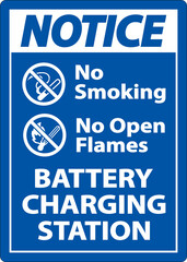 Notice Battery Charging No Smoking Sign On White Background