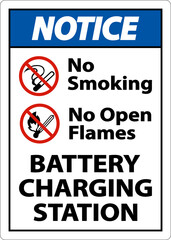 Notice Battery Charging No Smoking Sign On White Background