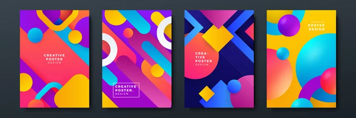 Fotobehang Modern abstract covers set, minimal covers design. Colorful geometric background, vector illustration. © Roisa