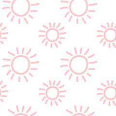 Seamless sun pink pattern by hand  sunny