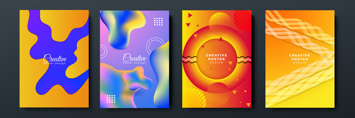 Fototapeta premium Modern abstract covers set, minimal covers design. Colorful geometric background, vector illustration.