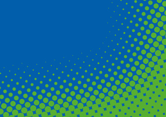 Awesome blue and green pop art background with dots design in retro comics book style