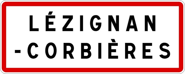 Panneau entrée ville agglomération Lézignan-Corbières / Town entrance sign Lézignan-Corbières