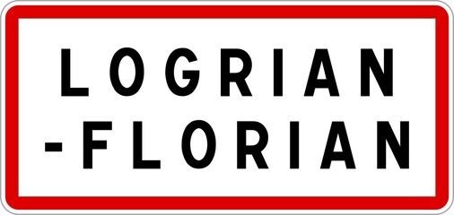 Panneau entrée ville agglomération Logrian-Florian / Town entrance sign Logrian-Florian - obrazy, fototapety, plakaty