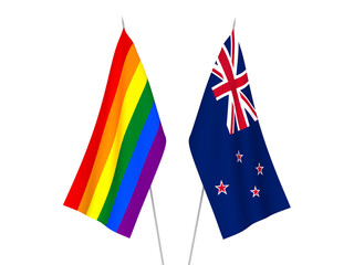 Rainbow gay pride and New Zealand flags