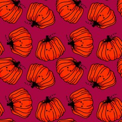 Halloween seamless cute pumpkins pattern for textiles and packaging and gifts and kids and wrapping paper