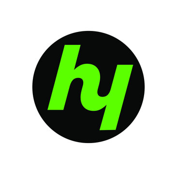 Vector design for a green logo with "hy" initial on a white background
