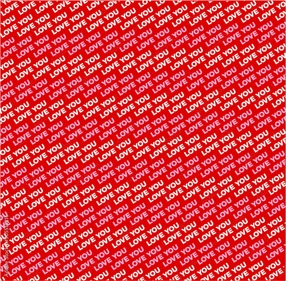 Poster vertical red background with white text love you. scalable vector graphics.