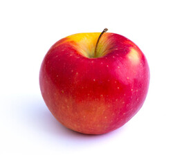 Czerwone Jabłko z Ogonkiem na Białym Tle - obrazy, fototapety, plakaty
